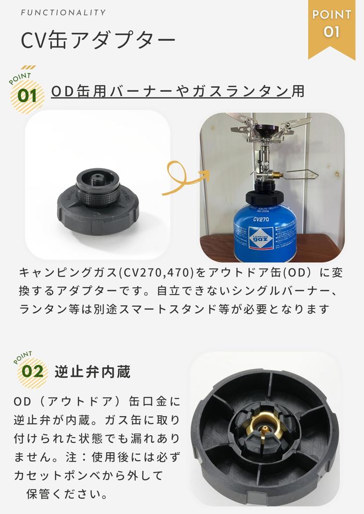 CAMPING MOON OD Canister Adapter for Cangas CV270, CV300, and CV470, Black Gear, BKZ07