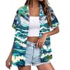 Women’s Fashion Casual Hawaiian Print Short Sleeve Button Down Collared Shirt Top with Relaxed Fit for Everyday Wear
