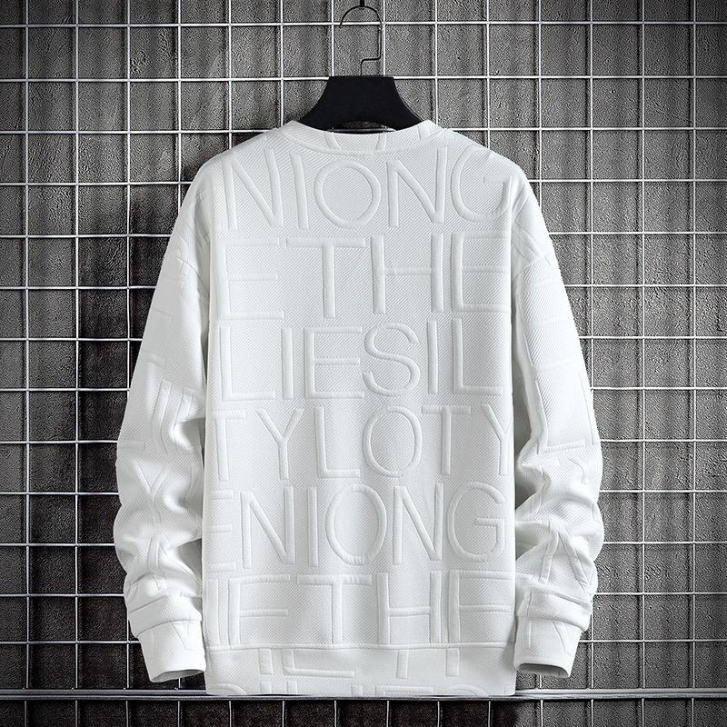 Large Size Jacquard Hoodie New Men's Spring and Autumn Fashion Brand Letter Clothing Round Neck with Long Sleeve Undercoat Men's Coat
