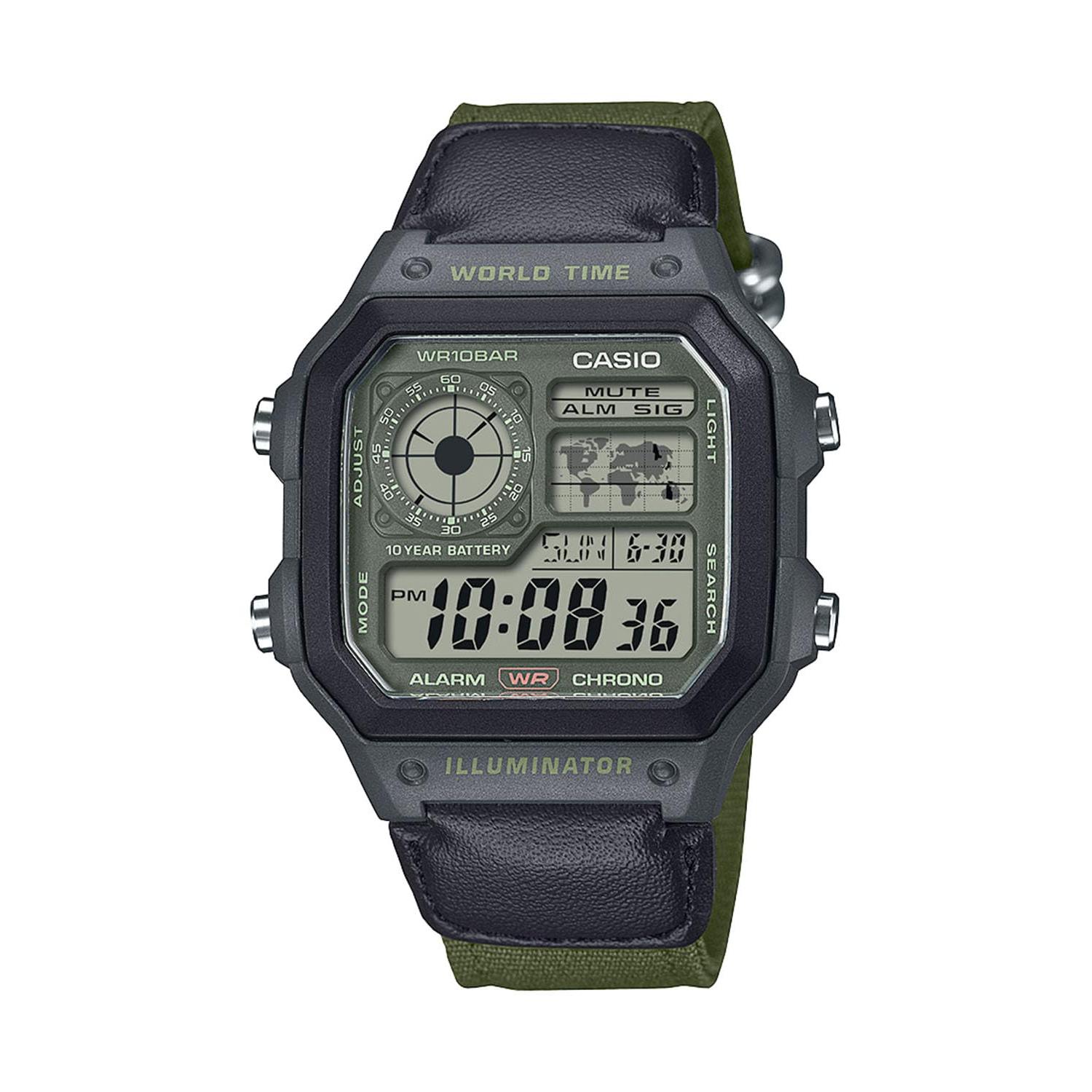 Casio Мужская коллекция часов AE-1200WHUB-3AJF Черный/Зеленый - Официальная японская модель