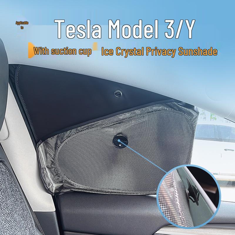 Tesla Model 3/Y Sunshade with Suction Cup - Ice Crystal Opaque Side Window Protection