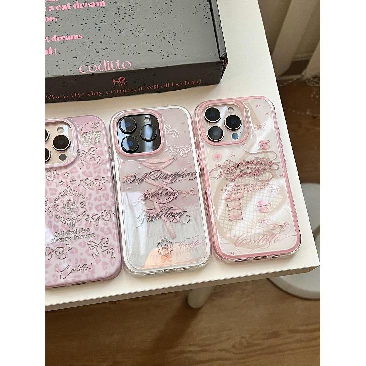 Pink Bow Lace Leopard Print Phone Case for Apple iPhone 16 promax-Soft Silicone Shockproof Creative Cover On iPhone16/15/14/13/12/11/Pro/Plus/Promax