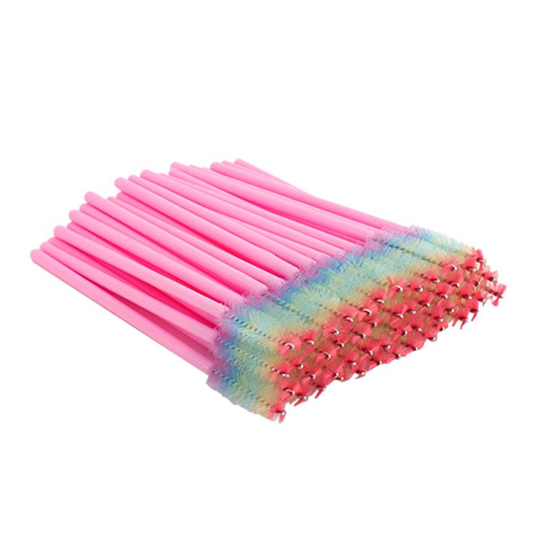 Rainbow Crystal Rod Makeup Brushes & Eyebrow Comb Set - 50 pcs, with Eyelash Curler and Brush.