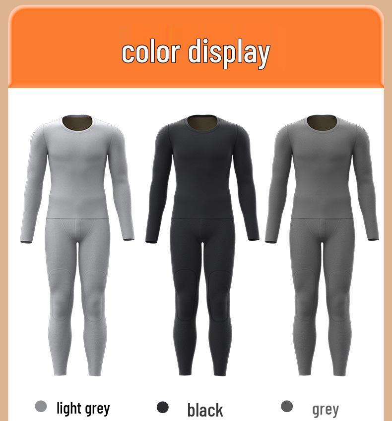 Conjunto de Ropa Interior Térmica para Hombre Juyitang Negro y Dorado - Cálido, Engrosado Otoño/Invierno Camiseta y Pantalones