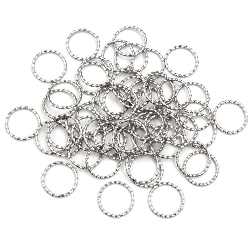 50pcs Stainless Steel 1/1.2mm Thick 6 8 10 12 14mm Twist Open Jump Rings for DIY Jewelry Making Findings for Earrings Necklace