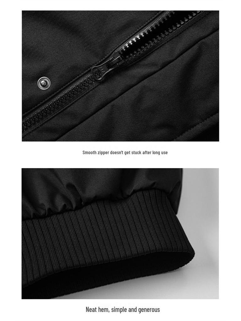 Men's Plus Size Winter Workwear Jacket with Fur Collar and Thick Velvet Lining
