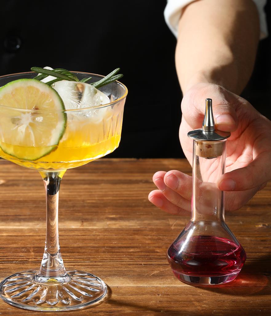 Bouteille en Verre de 50 ml pour Bitters de Cocktail - avec Bouchon Doseur en Acier Inoxydable, Design Cage à Oiseaux pour Mixologue Professionnel
