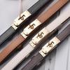 2025 Women's Thin Genuine Leather Belt for Dresses and Pants - High-End Cowhide Design.