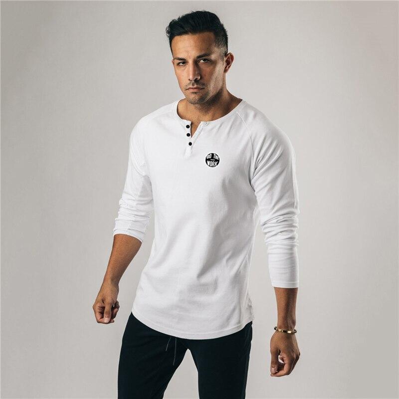 Herren-T-Shirt mit schmaler Passform und bequemem Langarm-Trainings- und Bodybuilding-T-Shirt mit V-Ausschnitt für Frühling und Herbst