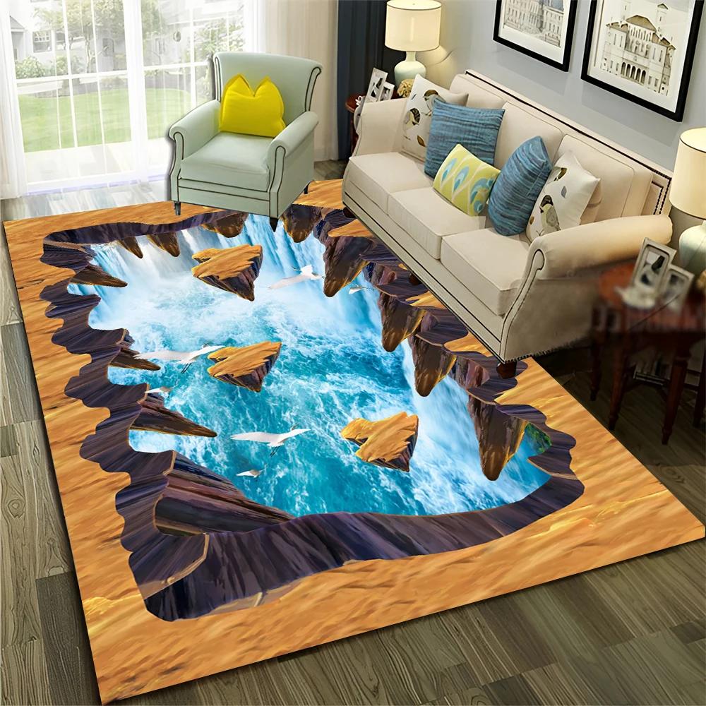 3D Illusion Vision Hallucination HD Carpet Rug for Home Living Room Bedroom Sofa Doormat Decor,Child Area Rug Non-slip Floor Mat