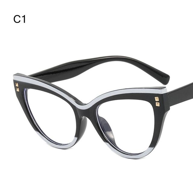 

Модные женские брендовые дизайнерские очки для дам в стиле ретро, ​​кошачий глаз с заклепками, декоративная рамка, прозрачные компьютерные очки высшего качества