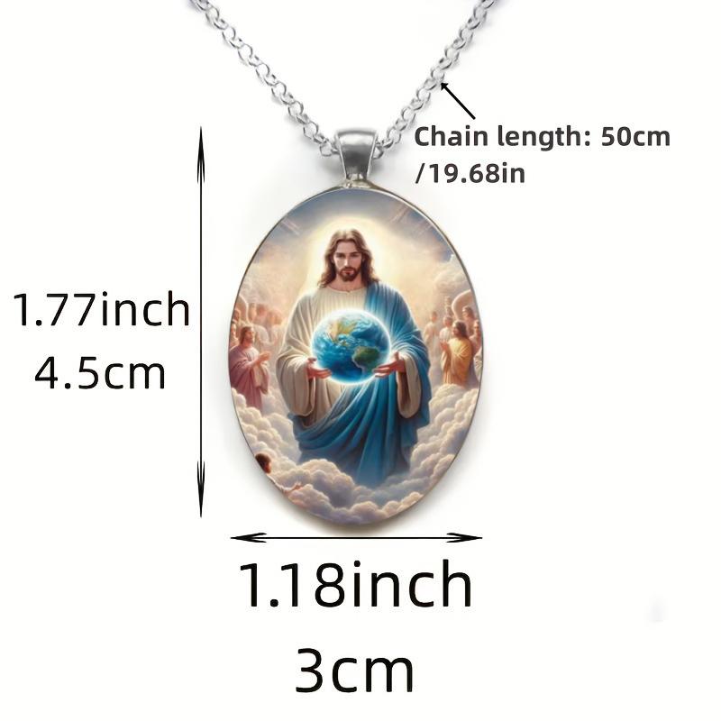 A light of faith Jesus holy blessing pendant Christian faith gift time gem glass pendant necklace suitable for men and women to wear every day