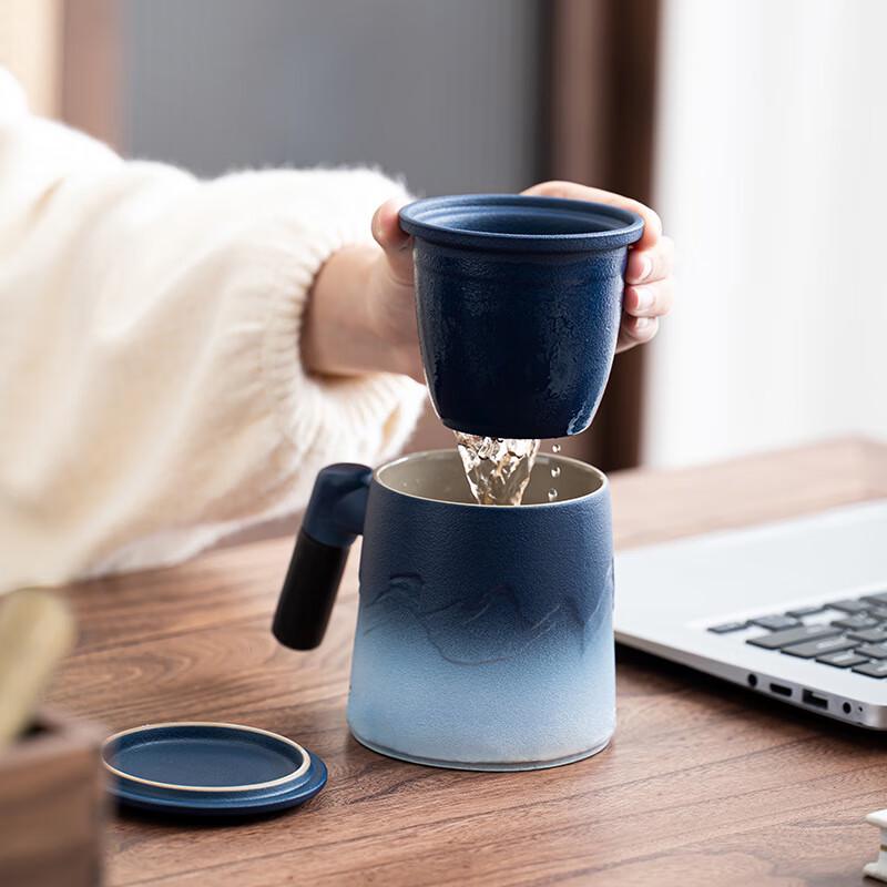 Chaxun Gradient Ceramic Mug - Black and White