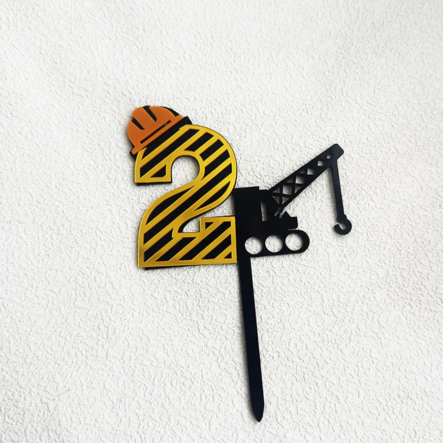 1pc Acrylic  Number 1-9 Year old  Boy's Birthday Cake Topper  For Children's Birthday Party Cake Decoration