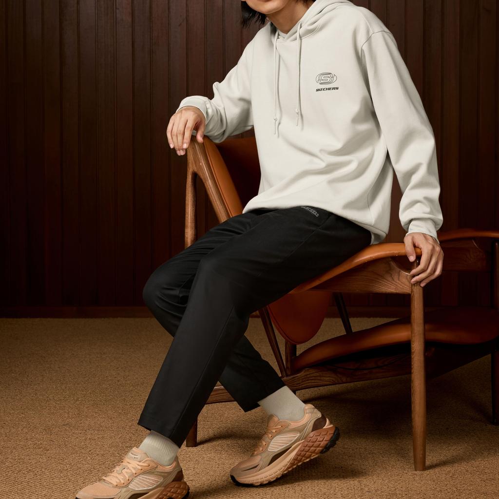 Skechers Pullover Hooded Comfortable Long Sleeve Sweatshirt Unisex sweatshirt Beige L324U099-0046
