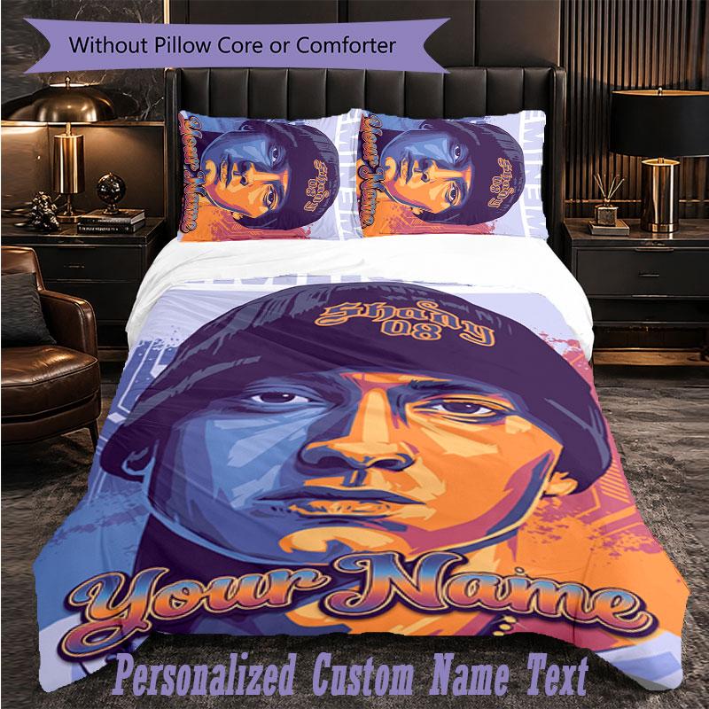 Personalized 3Pcs Bedding SetEminem Custom Text Duvet Cover Pillowcase Set Bedroom Gift