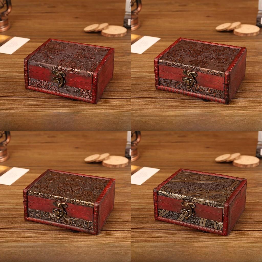 Wooden Vintage Style Box With Lock For Organizing Jewelry Decoration Accessories