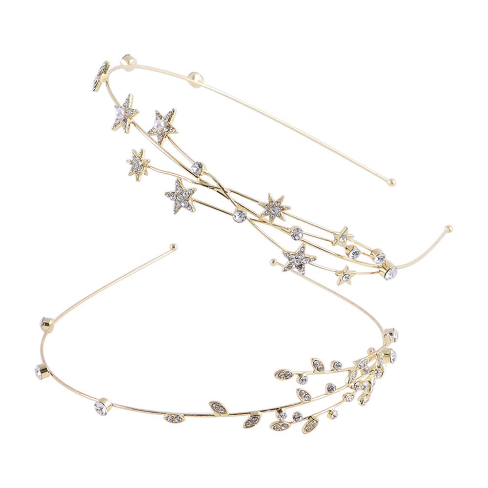 Headwear Non-slip Girls Rhinestone Women Crystal Hairbands Braided Tool Hollow Leaves Star Headband