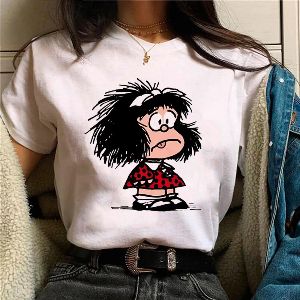 Mafalda Tshirt Women Japanese T Shirt Female Comic Clothing Y2k Top Women Clothing Kawaii Clothes