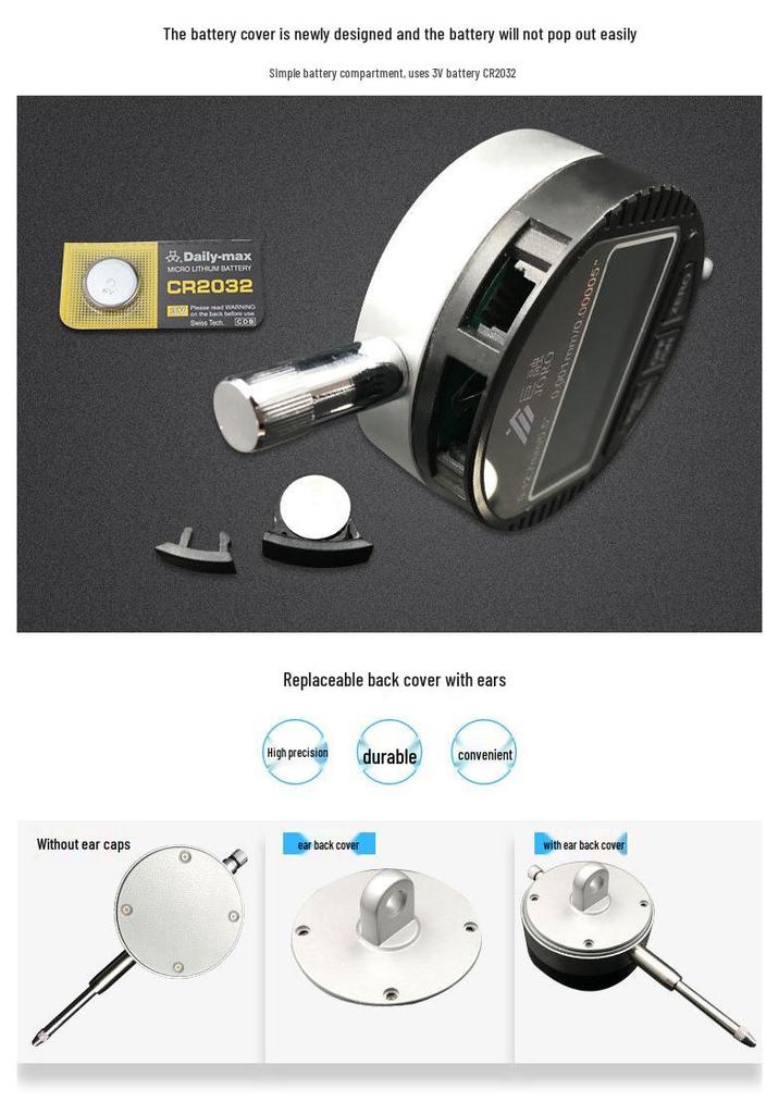 Digital Display Micrometer Indicator with Percentage Gauge, 0.001m Precision