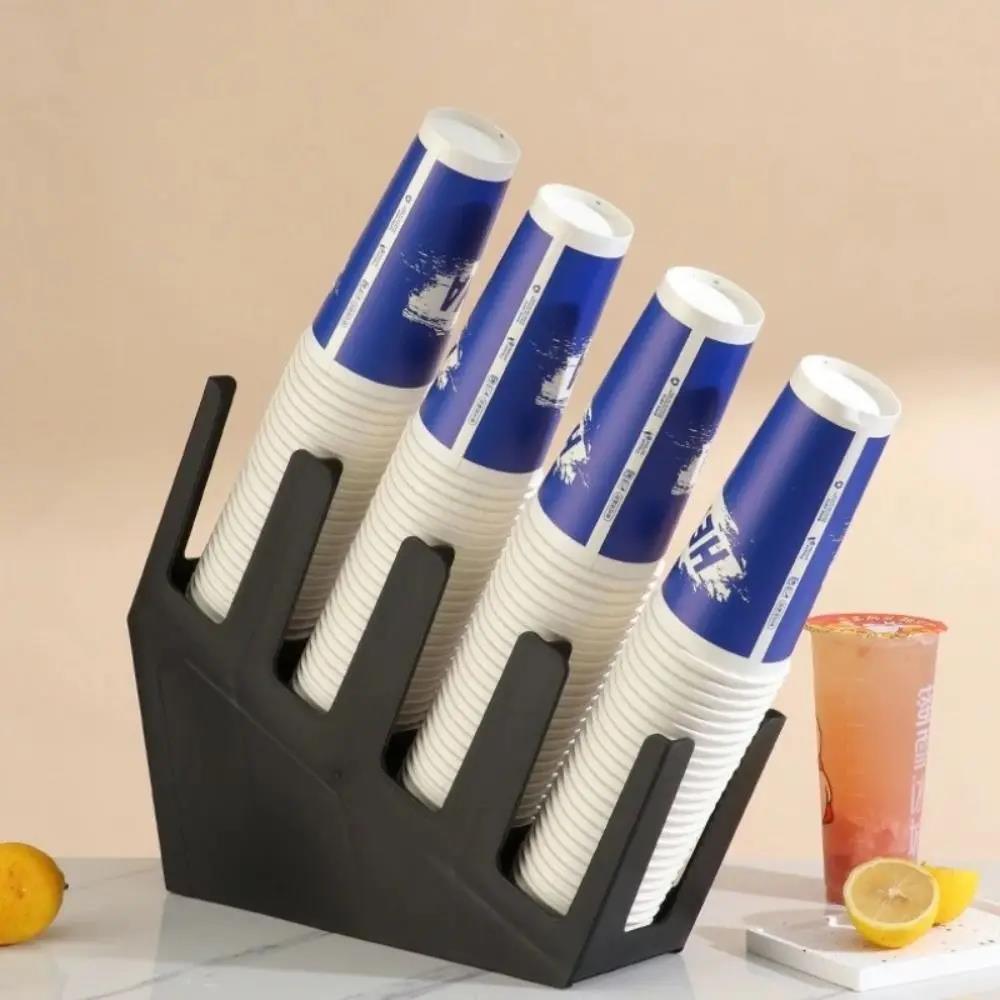 Kitchen Counter Paper Cup Stand 2/4 Grids Plastic Disposable Cup Holder Black Space Saving Storage Rack Cup Holders 5