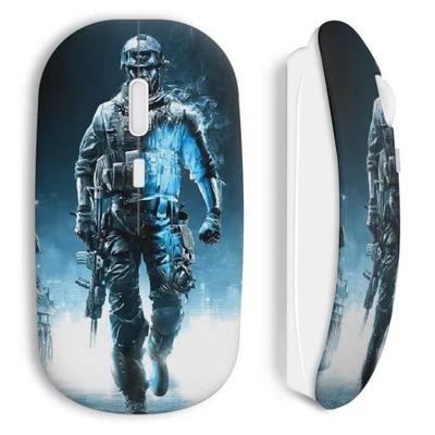Wireless Mouse - MANIACASE - Blue Soldier - Color White - USB Wifi Dongle - Compatible Mac and PC