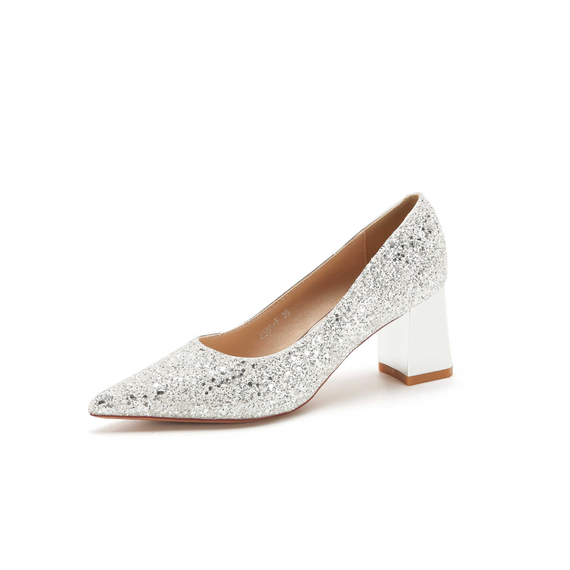 

D Французские Блестки Пайетки Стразы Темперамент Знаменитость Банкет Туфли Подружек Невесты Свадебные Толстый Каблук Острый Носок Высокие Каблуки 40