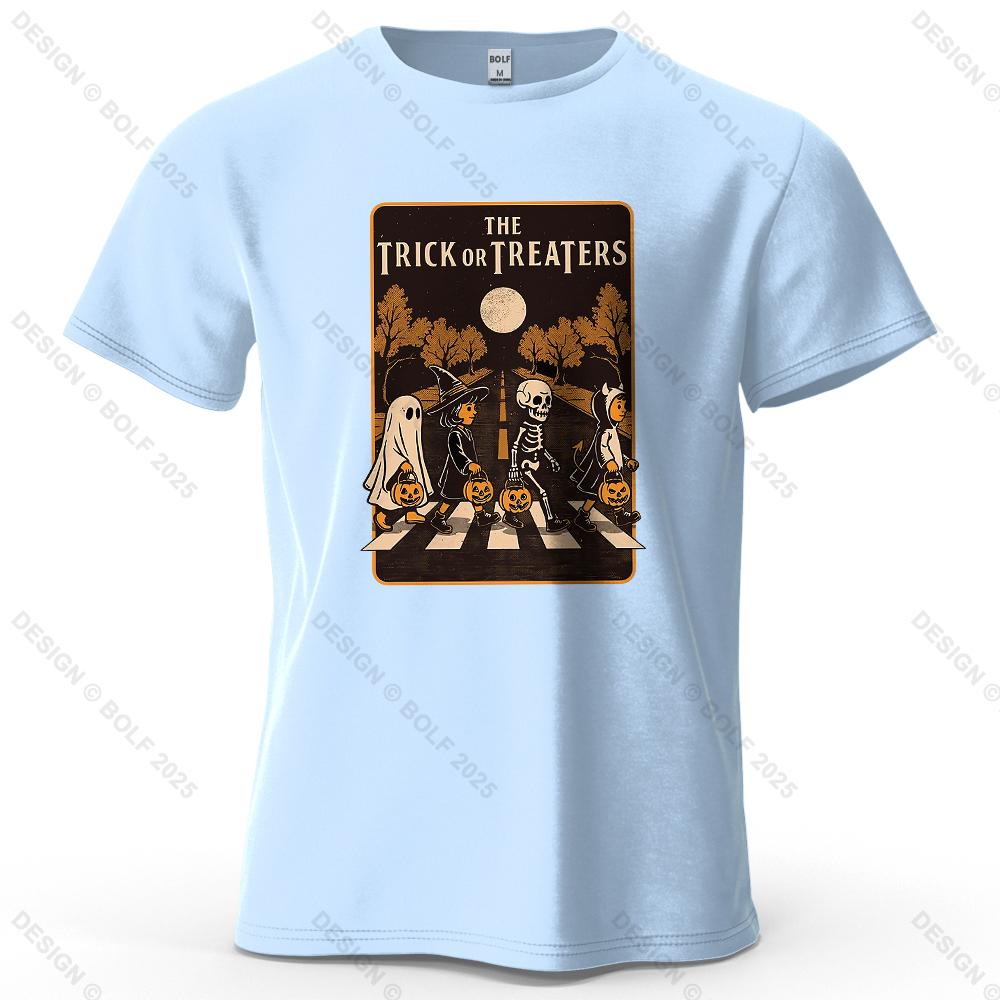 Halloween Walk Spooky Printed Men s T-Shirt 100% Cotton Oversized Vintage Graphic Tees for Women Tops Tees Casual Streetwear S