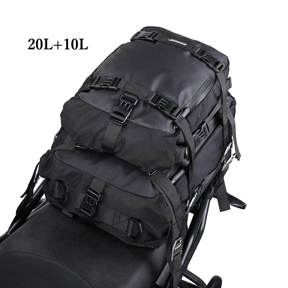 Rhinowalk Motorcycle Seat Waterproof Touring Modular Moto 20L Large Includes Dedicated Fixing Strap and Shoulder Easy Bike Dry Tail Motorcycle Dry Bag