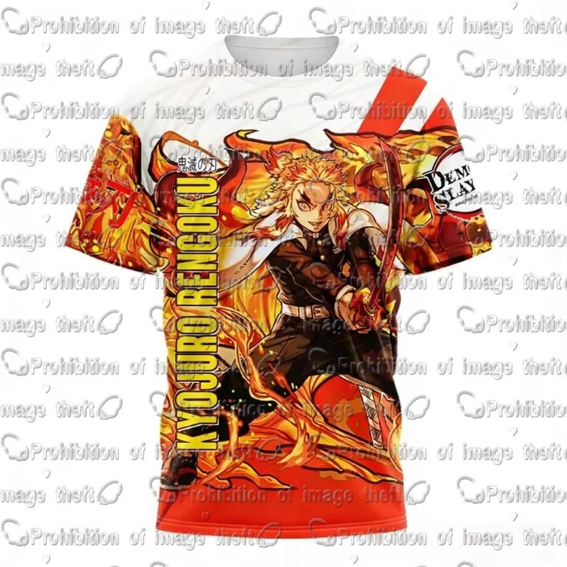 2026 Summer Cartoon T-shirt Daki Gyutaro Full Color Anime Print Unisex Loose Short Sleeve Tee Men Women Demon Slayer Cos Top