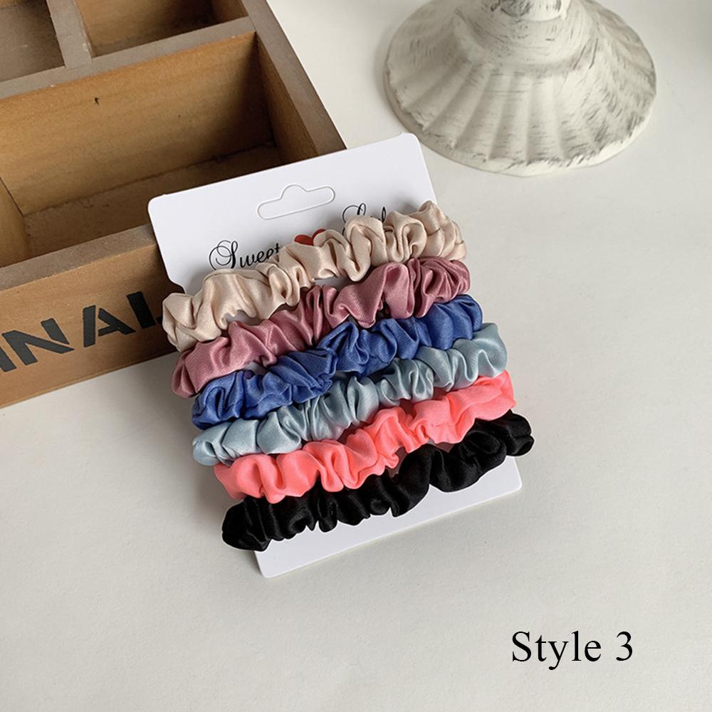 6pcs/lot Hair Scrunchies Ponytail Holder For Women Girls Hair Accessories Satin Headwear Solid Hair Bands Scrunchy Ties Ropes