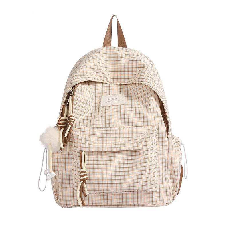 Schoolbag schoolbag female junior high school student high value plaid backpack autumn and winter new large capacity college student computer bag