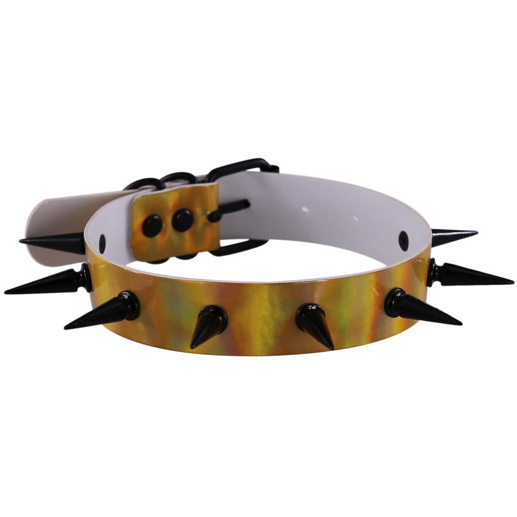 Holographic Spiked Choker Rave Festival Fashion Choker Holo Hologram Collar Pastelgoth Rainbow Jewelry