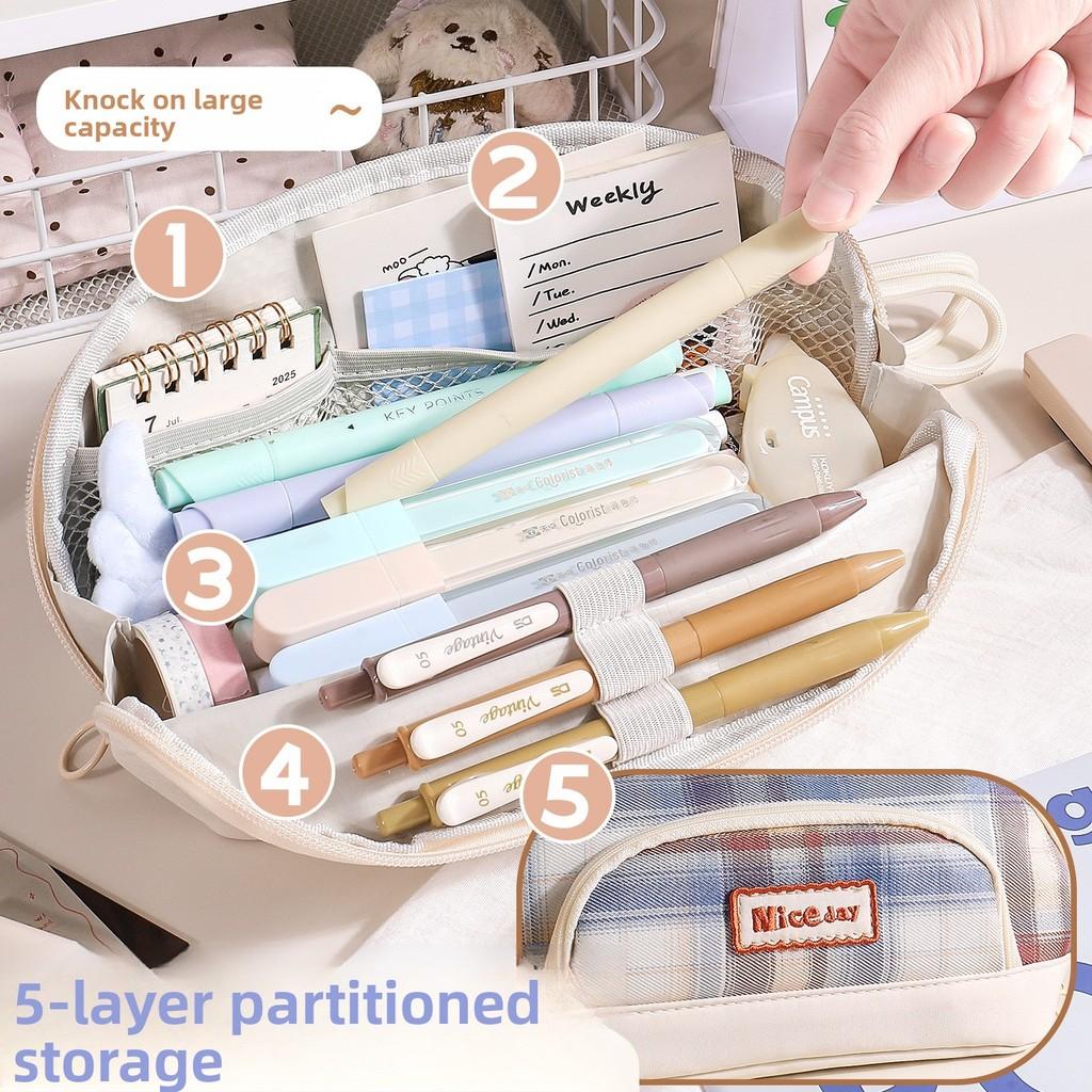 Vintage American Style Magnetic Pen Case With Patterned Fabric For Office And School Use