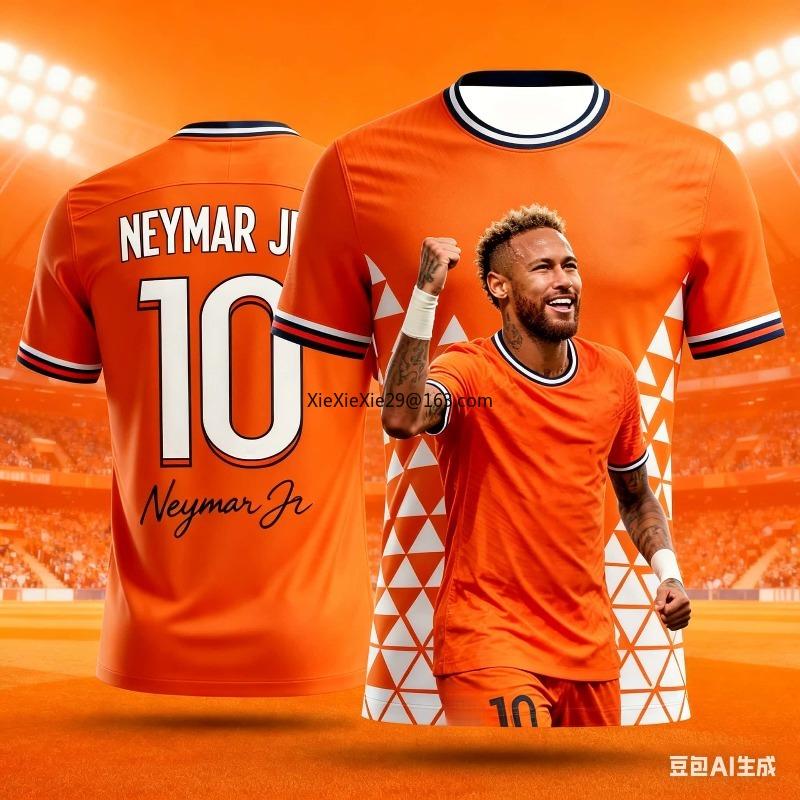 26 AI Nový Neymar # 10 Módní fotbalový dres pro muže a děti Letní párty styl Rychleschnoucí Dárek s krátkým rukávem pro dospělé