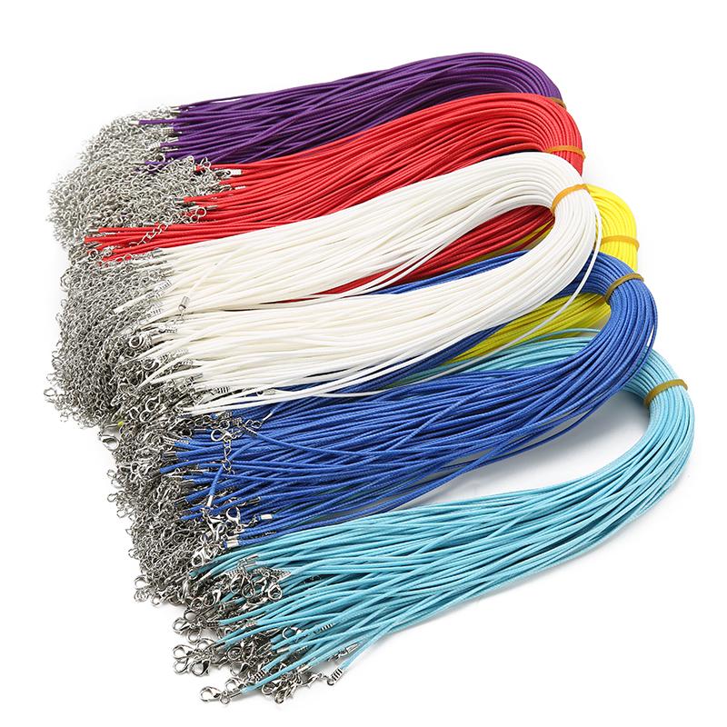 20pcs/lot Waxed Cord Lobster Clasps Necklace Diameter 1.5mm Black Red Korean Waxed Rope Thread For Jewelry Making Length 45cm