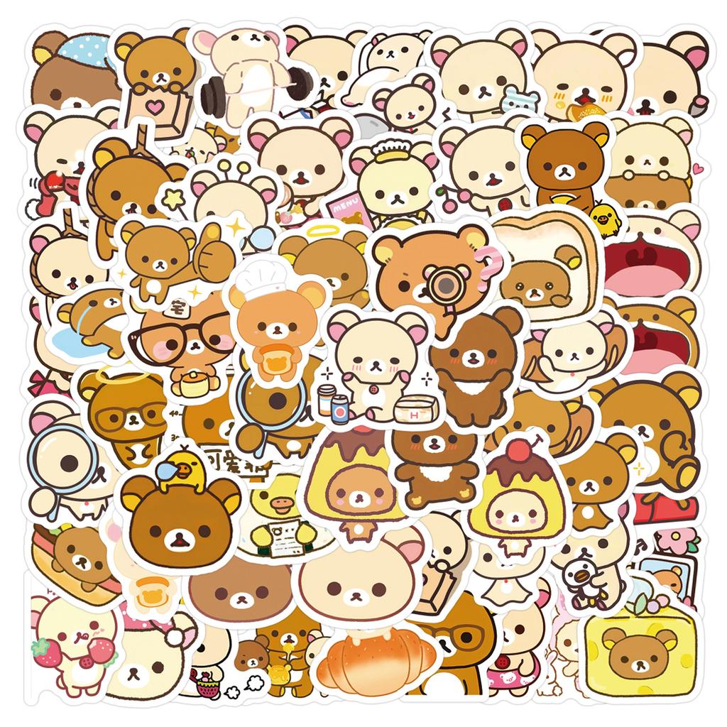 105 New Styles of Relaxed Bear and Bear Girl Doodle Stickers for Decoration Refrigerator Skateboard DIY Personality Stickers