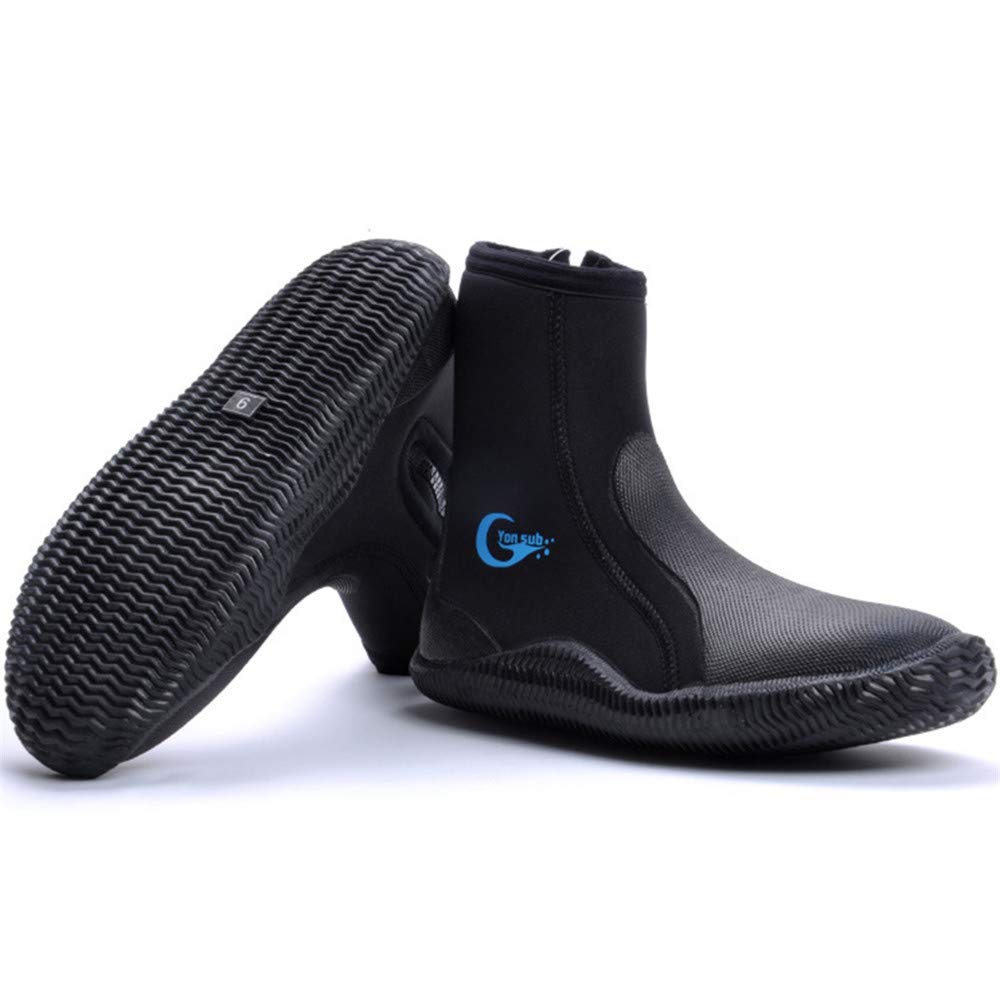 MORGEN SKY Diving Boots, 5mm, Neoprene, for Reef, Mountain Stream, and Fishing, YZ001 (Black, Size 12)
