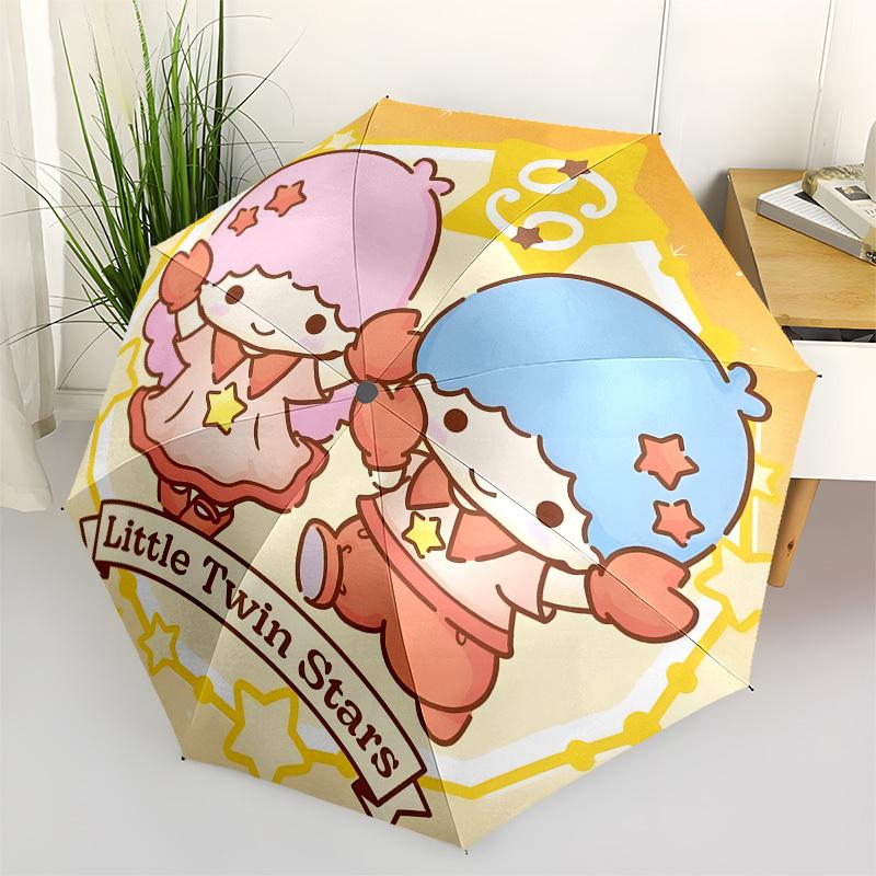1pc Little Twin Stars Umbrella with Plastic Handle, Suitable for All Seasons Outdoor YUSAN356