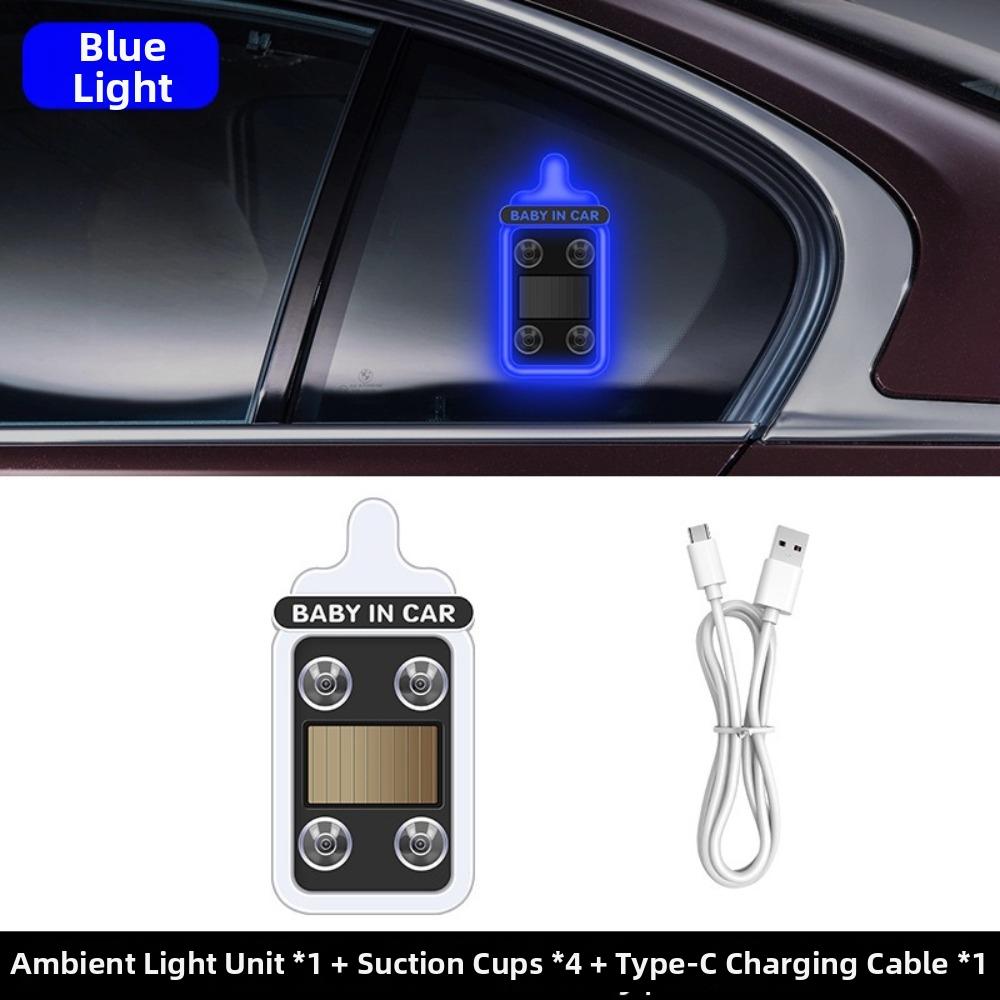 Solar Powered Car Neon Lights Suction Cup LED Ambient Light Car Neon Light  Front Rear Windows