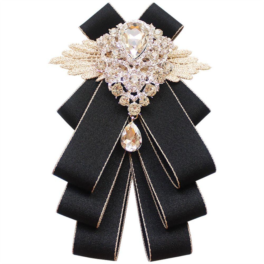 Retro Rhinestone Collar Flower Elegant Men's Suit Accessory Formal Gentleman's Bow Tie  Man