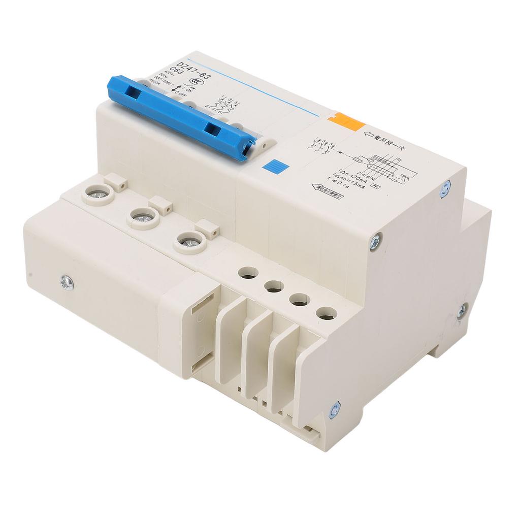 Circuit Breaker 3P and N MCB DIN Rail Mount 4500A Breaking Capacity 400V 63A for Home Office