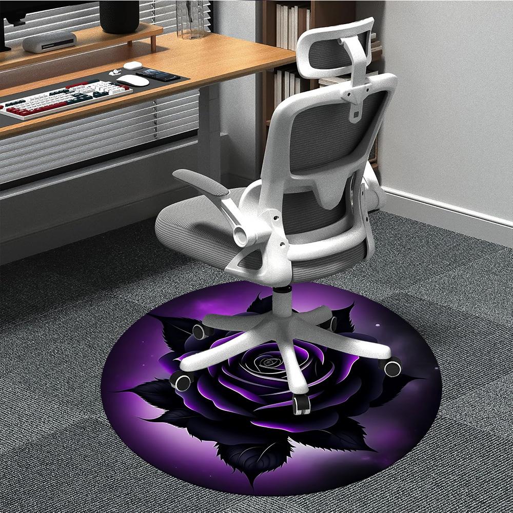 

1pc Purple Floral Chair Carpet for Office Machine Washable Rug for Office, Good Gift for Family or Friends yy251225240 80cm by 80cm