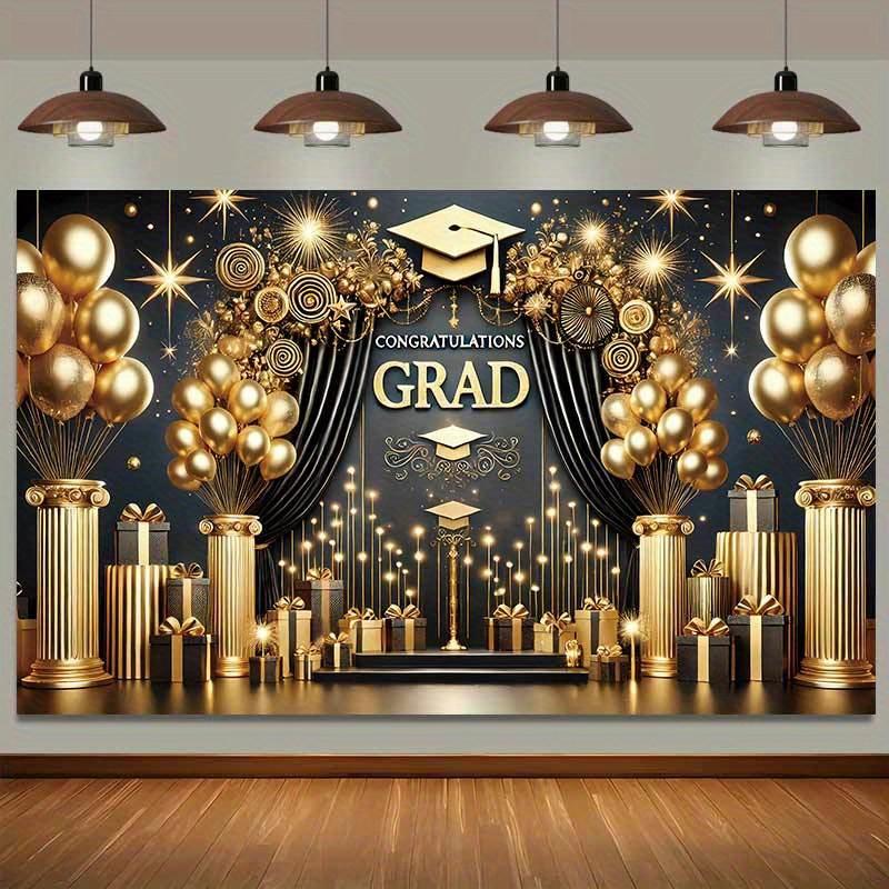 2D Gate Banner Memorable Moment Elegant Graduation Gate Banner - with Gold Balloon Graduation Party Decorations