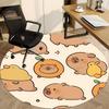 1 Stück Süßer Capybara Büro Runder Teppich, Matte Geeignet Für Büro, Unter Bürostühlen Schlafzimmer Wohnzimmer Heimdekoration, Zimmer Deko