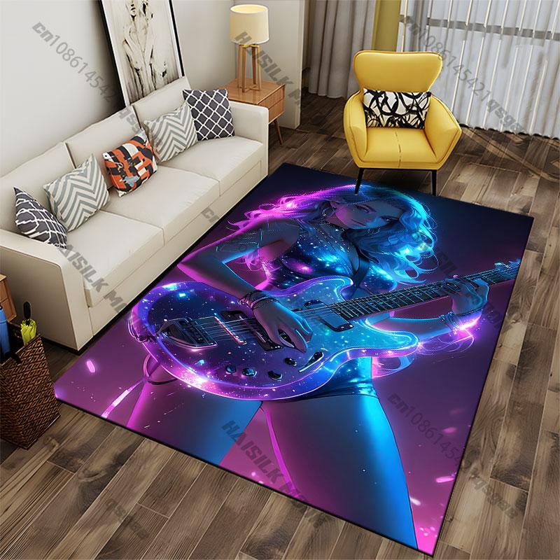 Cosmic music electric guitar vibes carpet Yoga living room room decor children's crawling mat doormat area rug games mat