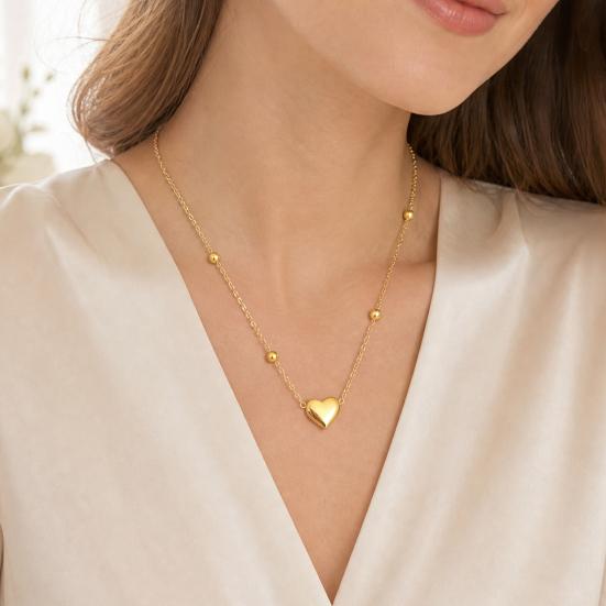 Heart Charm Necklace, Women Love Heart Necklace, Golden Heart Pendant Dainty Necklace for Daily Wear Work Party