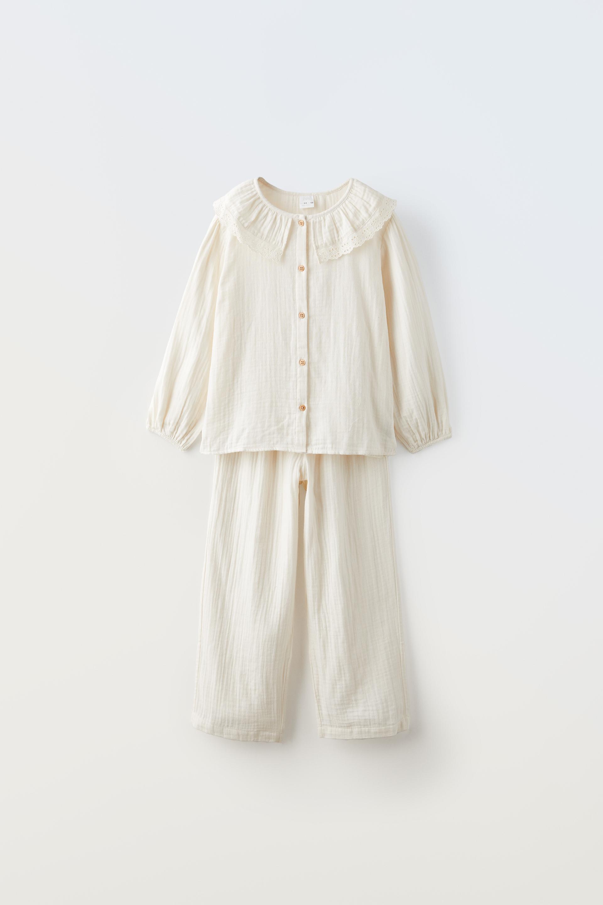 

TEXTURED PYJAMAS WITH PETER PAN COLLAR