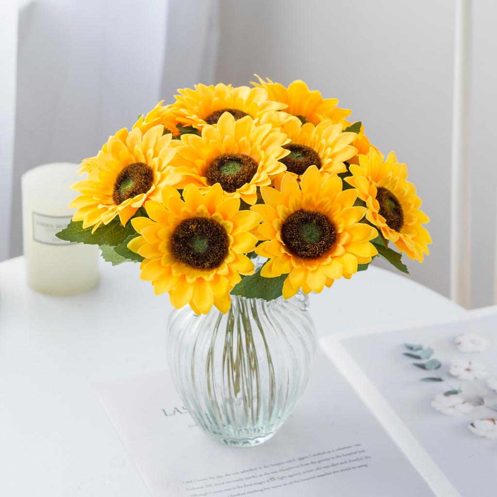 Artificial Flower Sunflower Spring Home Room Garden Decora Stamen Wedding Festival Fake Gerbera Living Room Table Stage Diy Gift