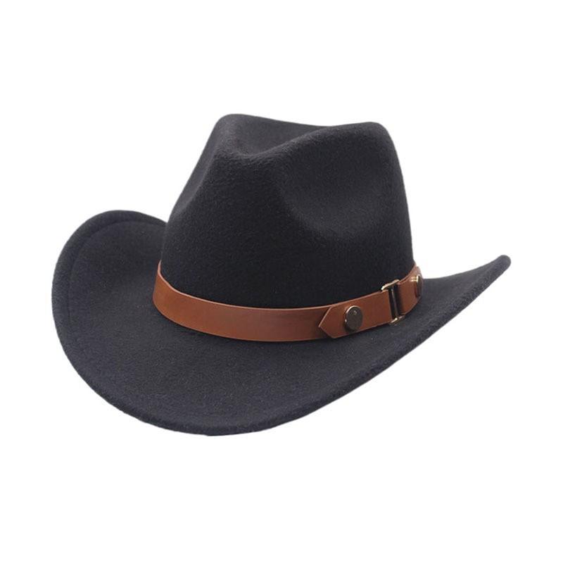 Western Cowboy Hat Jazz Hat Panama Hat Sun Hat Felt Wide Brim Fedora Decorative Rolled Hat